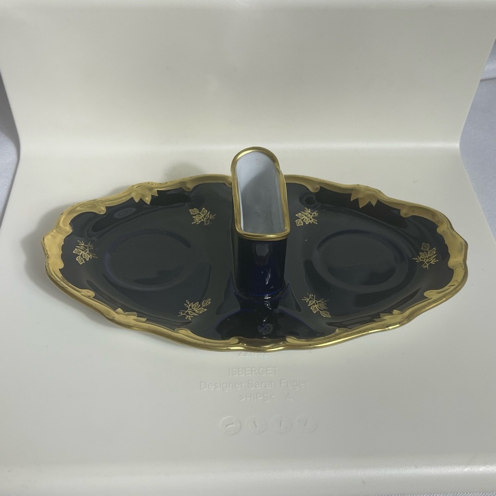 Vintage and Rare Echt Weimar- Kobalt 59 Elegant Gold and Blue Table Dish